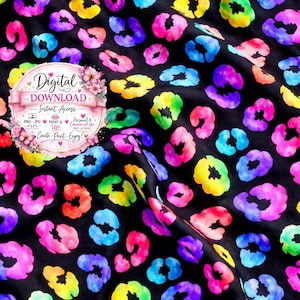 Rainbow Leopard Seamless Pattern: Animal Print Digital Paper (Digital Download, 12x12, 300DPI)