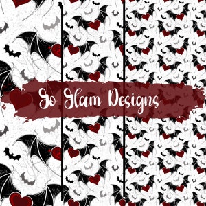 Seamless Pattern Halloween Love Bats, 3 Sizes, Repeat Pattern, Digital Download, Commercial Use, Seamless File, Fabric Pattern