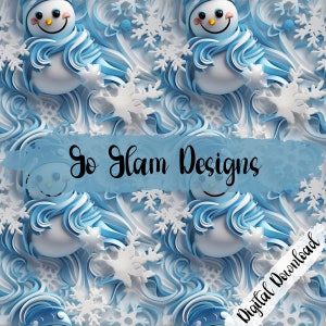 3D Snowman Seamless Pattern, Christmas Seamless, Repeat Pattern, Digital Download, Digital Paper, Seamless File, Winter Seamless