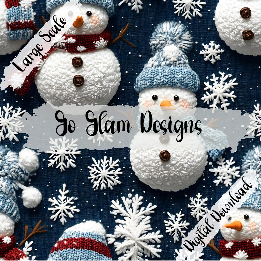 3D Knit Snowmen 5 Seamless Pattern, Repeat Pattern, Digital Download ...