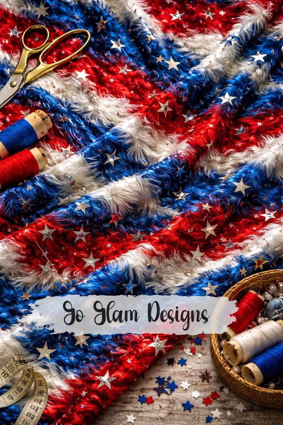 4th of July Faux Fur Seamless | Patriotic Red White Blue Star Pattern ...