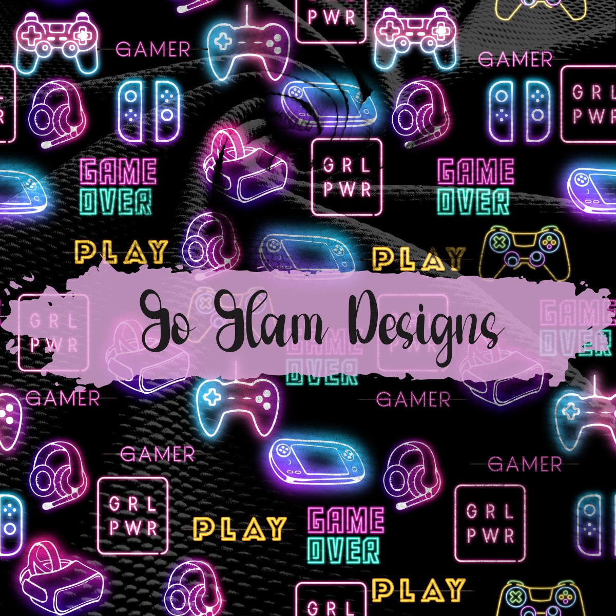 Neon Gamer Girl Seamless Pattern, Digital Download, Commercial Use ...