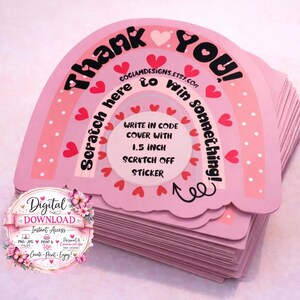 Pink Rainbow, Thank You Scratch Off Card for Small Business – Customer Appreciation Scratch-Off Card, Scratch to Win Thank You Insert