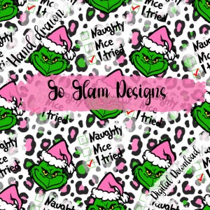 Green Meany Leopard Seamless Pattern: Christmas Fabric (Digital Download)