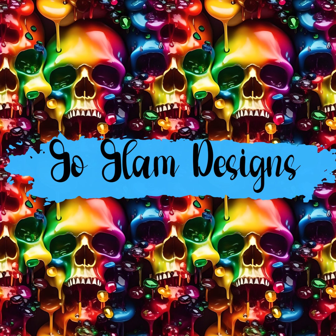 Seamless Pattern Dripping Rainbow Skulls Repeat Pattern Etsy
