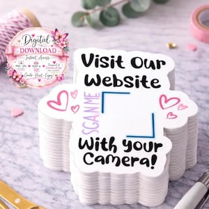 Visit Our Website QR Code Sticker Digital Download | Scan Me Sticker Template | Small Business Packaging | Printable QR PNG