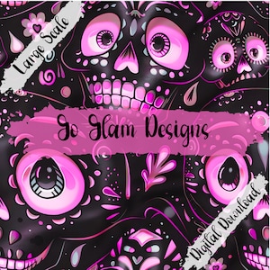Pink Sugar Skulls Seamless Pattern, Repeat Pattern, Digital Download, Commercial Use, Seamless File, Halloween Seamless