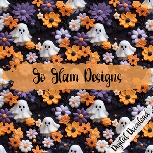 3D Ghosts Seamless Pattern, Repeat Pattern, Digital Download, Halloween Seamless