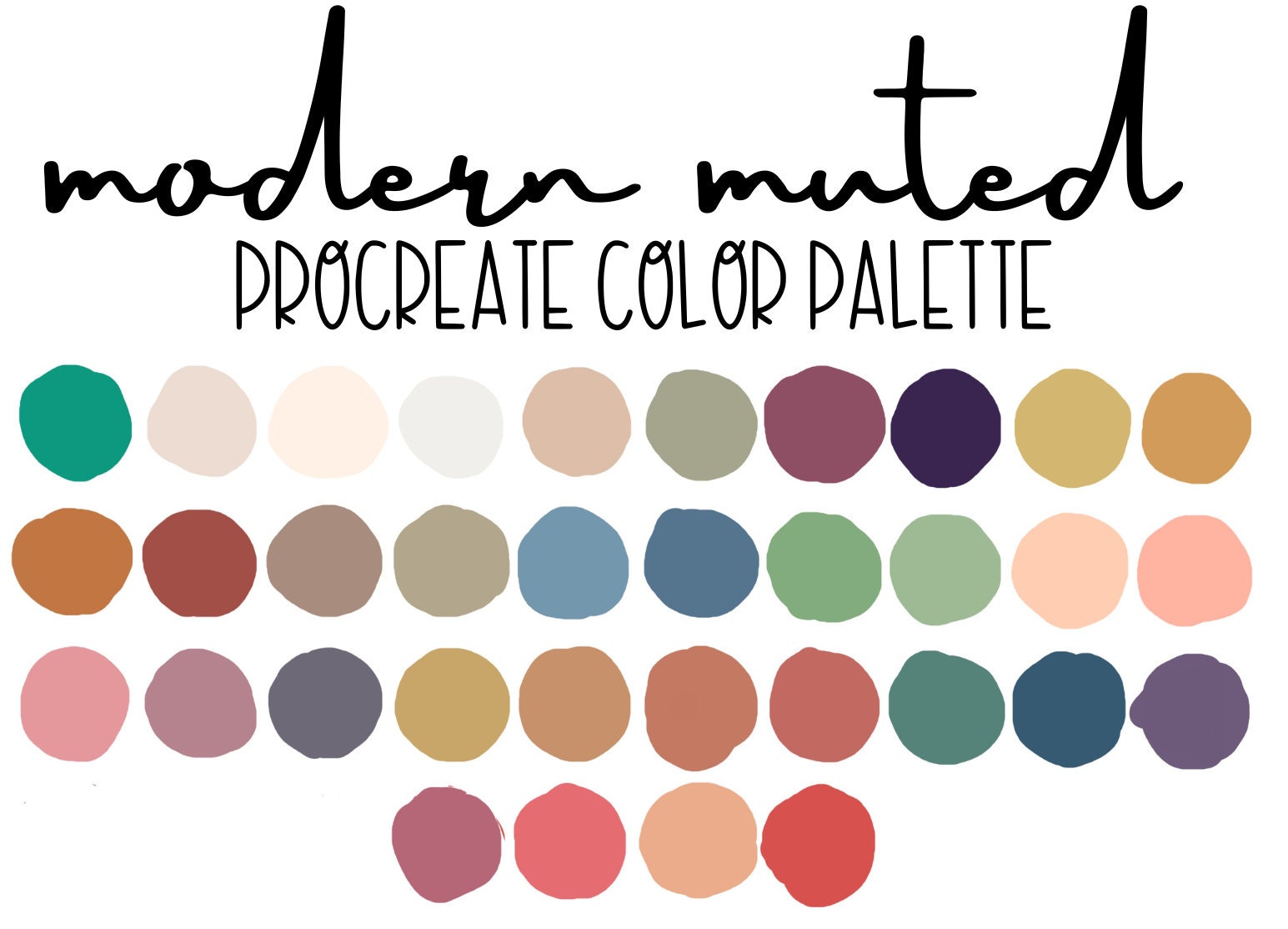 Modern Muted Procreate Color Palette, Digital Planner, Color Swatches ...