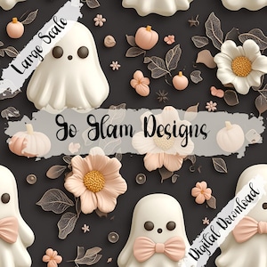 Ghosts in Bows Seamless Pattern: Halloween Fabric (Digital Download)