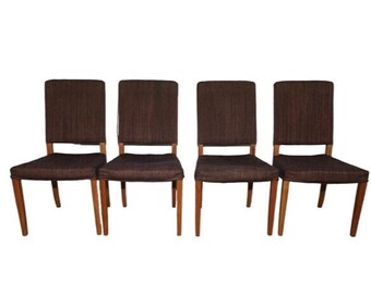 Carl Malmsten Chairs, set of four. Model Gustavus. Thai silk-like fabric.