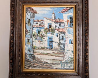 Vintage Oil Painting Mediterranean Scene Signed