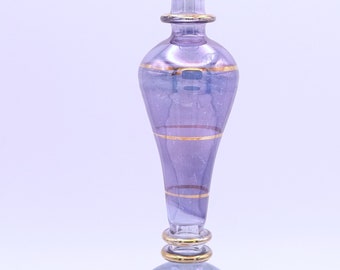 Vintage Dark Blue Gold Glass Medium Egyptian Perfume Bottle