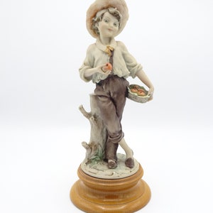 Vintage Capodimonte Giuseppe Armani Florence 1982 Boy With Apples