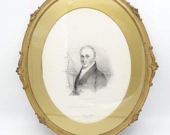 Antique Mary Anne Alderson Framed Stone Etching John Alderson MD Hull 1828