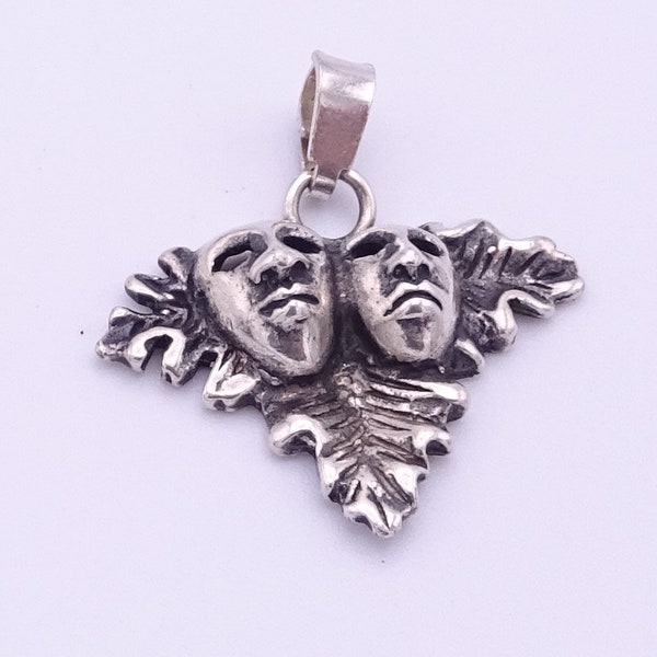 Vintage Sezgin Sterling Silver 925 Small Two Faces Leaf Pendant