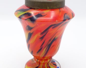 Antique Czech Franz Welz Art Deco Cased Splatter Glass Vase
