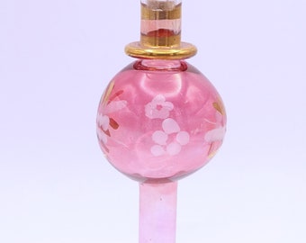 Vintage Pink Gold Glass Small Egyptian Perfume Bottle