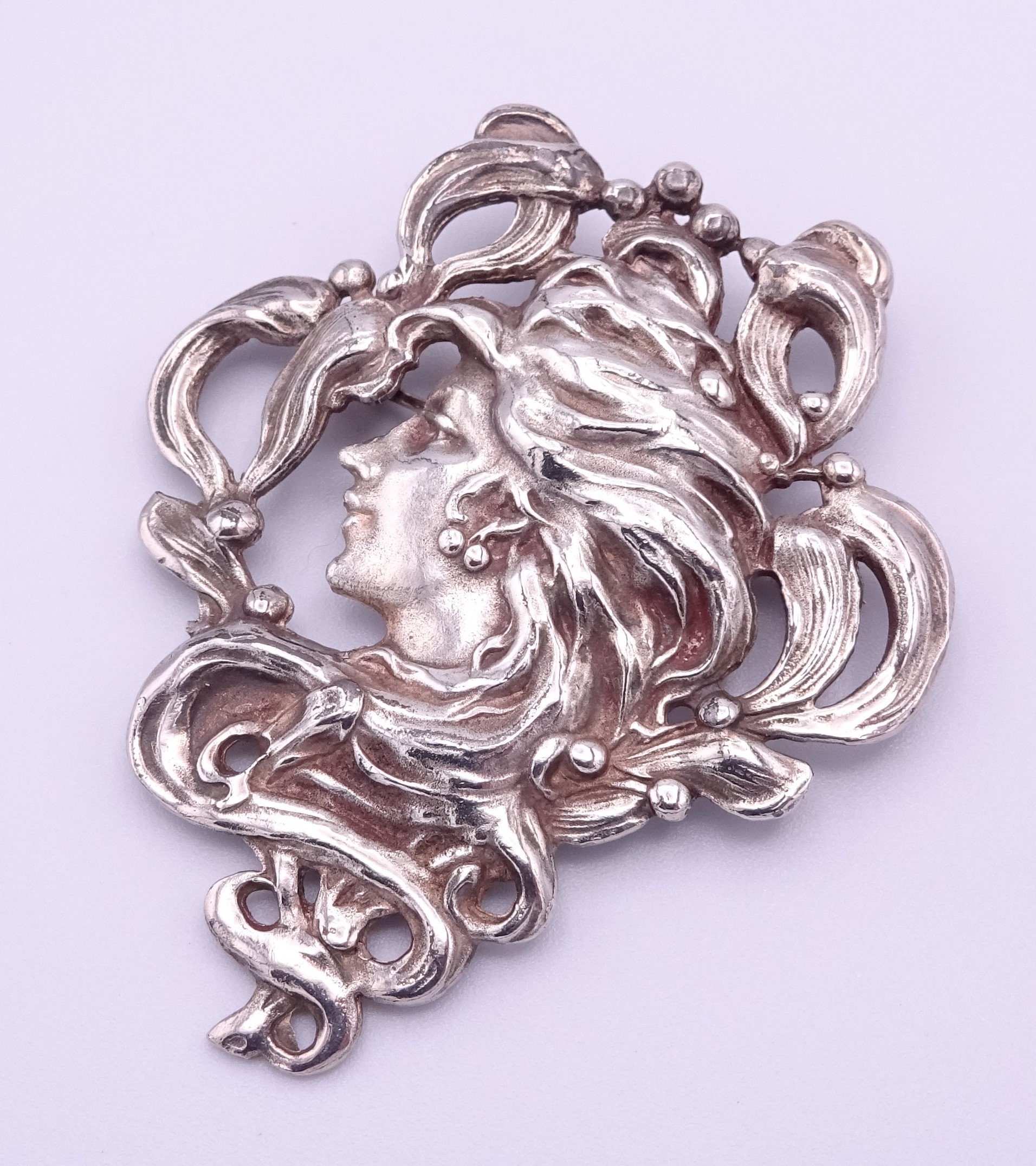 Broche Vintage Femme - Déesse En Or émaillé Style Art Nouveau - Alliage Doré, Occasion