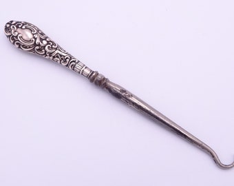 Antique Small Sterling Silver 925 Birmingham Button Hook