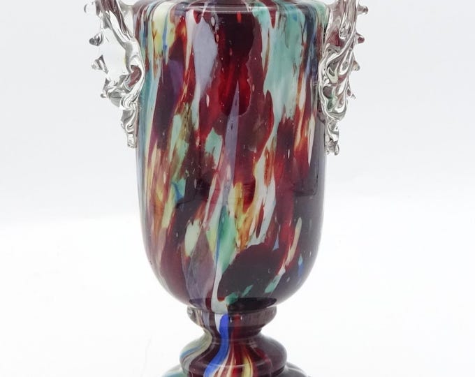 Antique Czech Franz Welz Art Deco Cased Splatter Glass Trophy Vase - Etsy