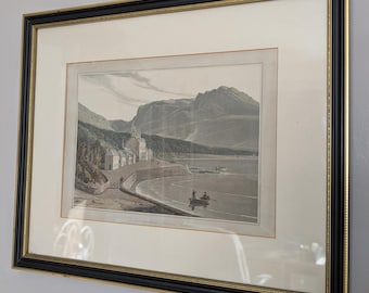 Antique William Daniell Hand Coloured Aquatint Framed Balmacarro House Rosshire