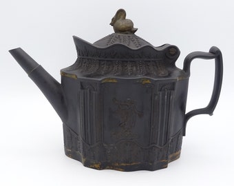 Antique English W M Baddeley 1802-1822 Georgian Basalt Teapot
