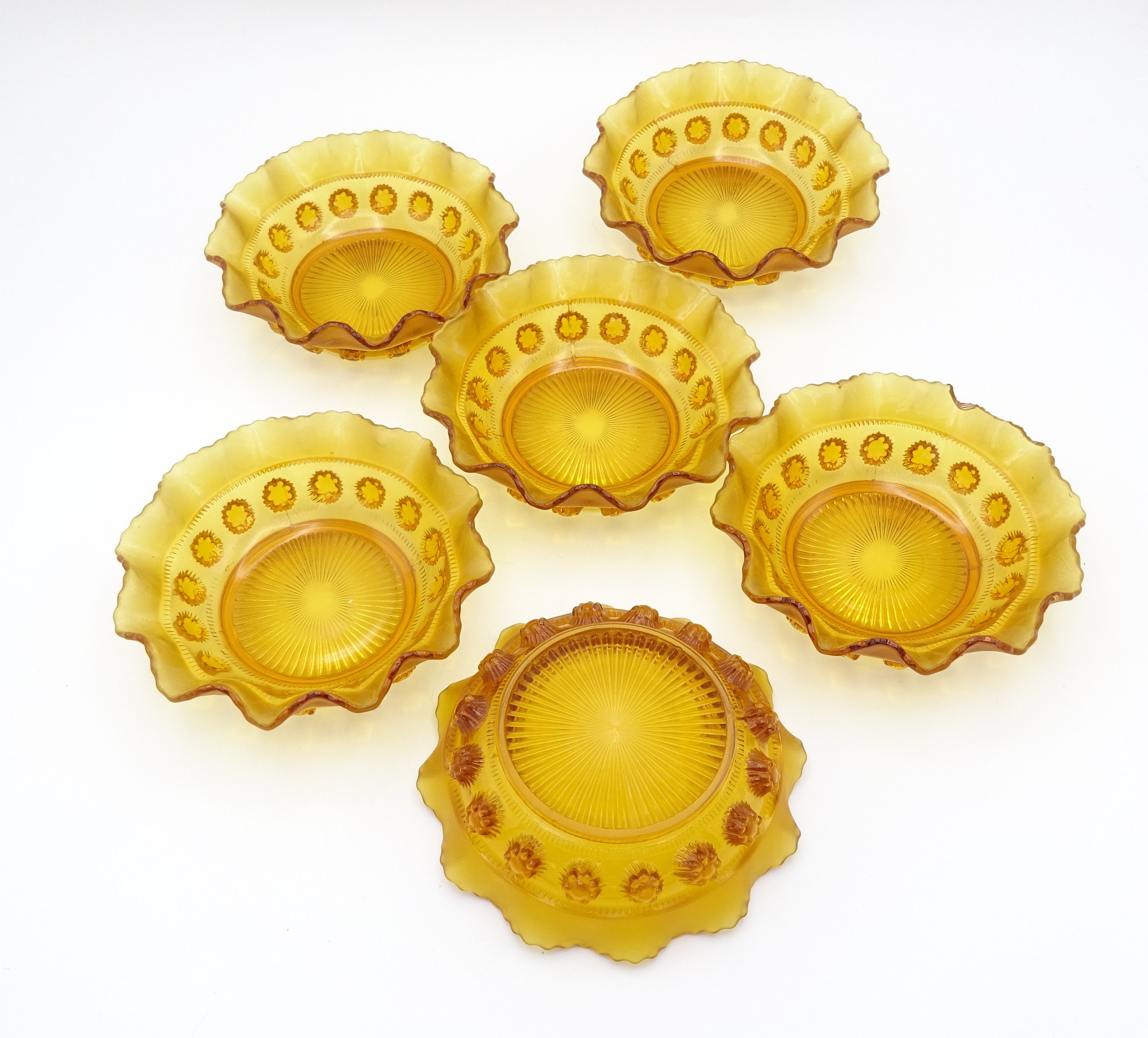 Prunt Vintage Art Deco Davidson Set of Six Glass Blackberry Prunt Small ...