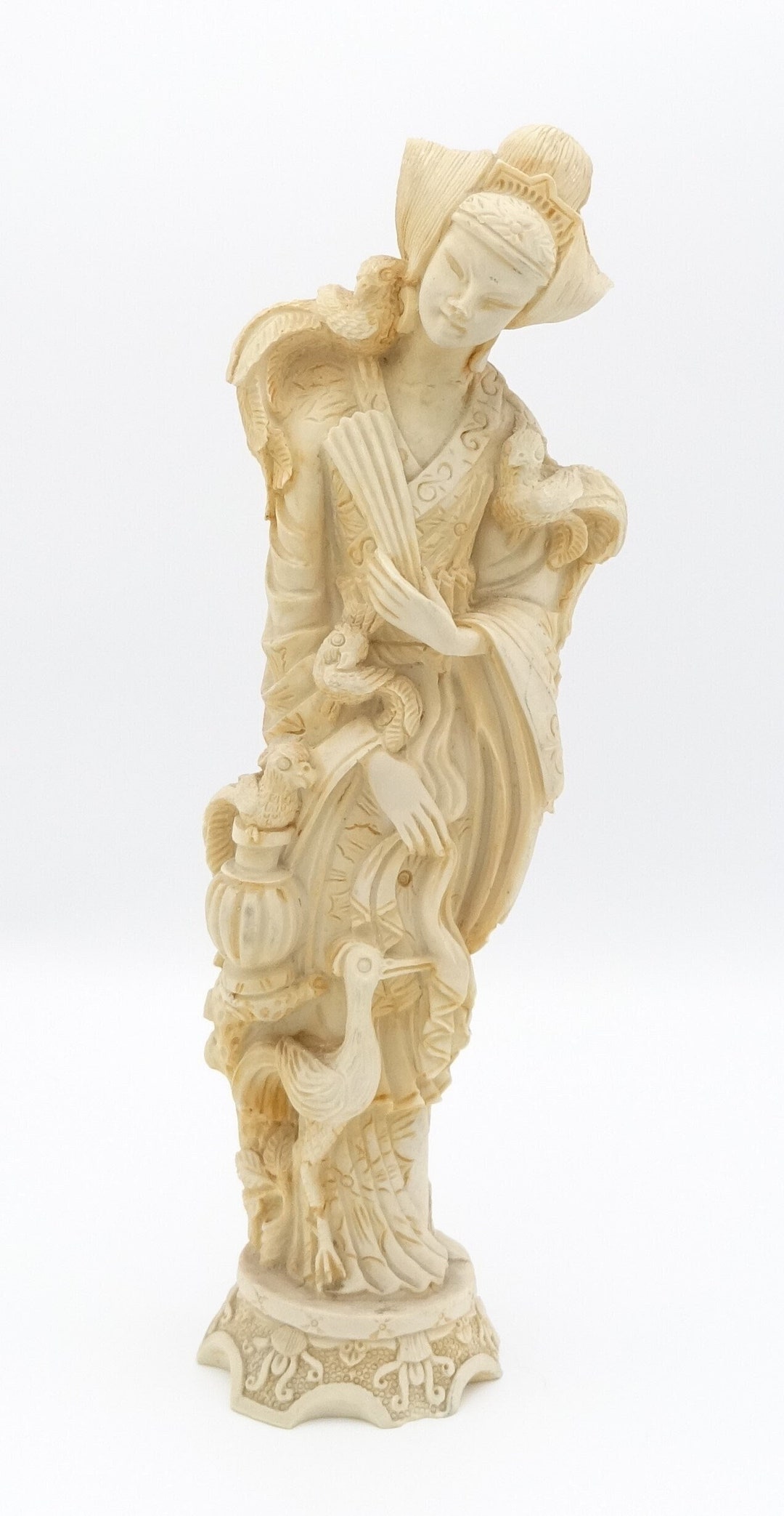 Vintage Japanese Lady Heavy Resin Statue Figurine Etsy