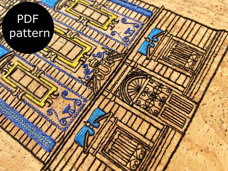 Historic Church in Portugal | Portuguese Tiled Church | digital PDF pattern for hand embroidery image 8