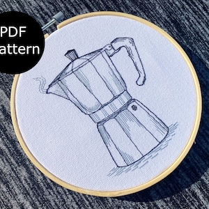 Moka Pot | Espresso Coffeepot | digital PDF pattern for hand embroidery