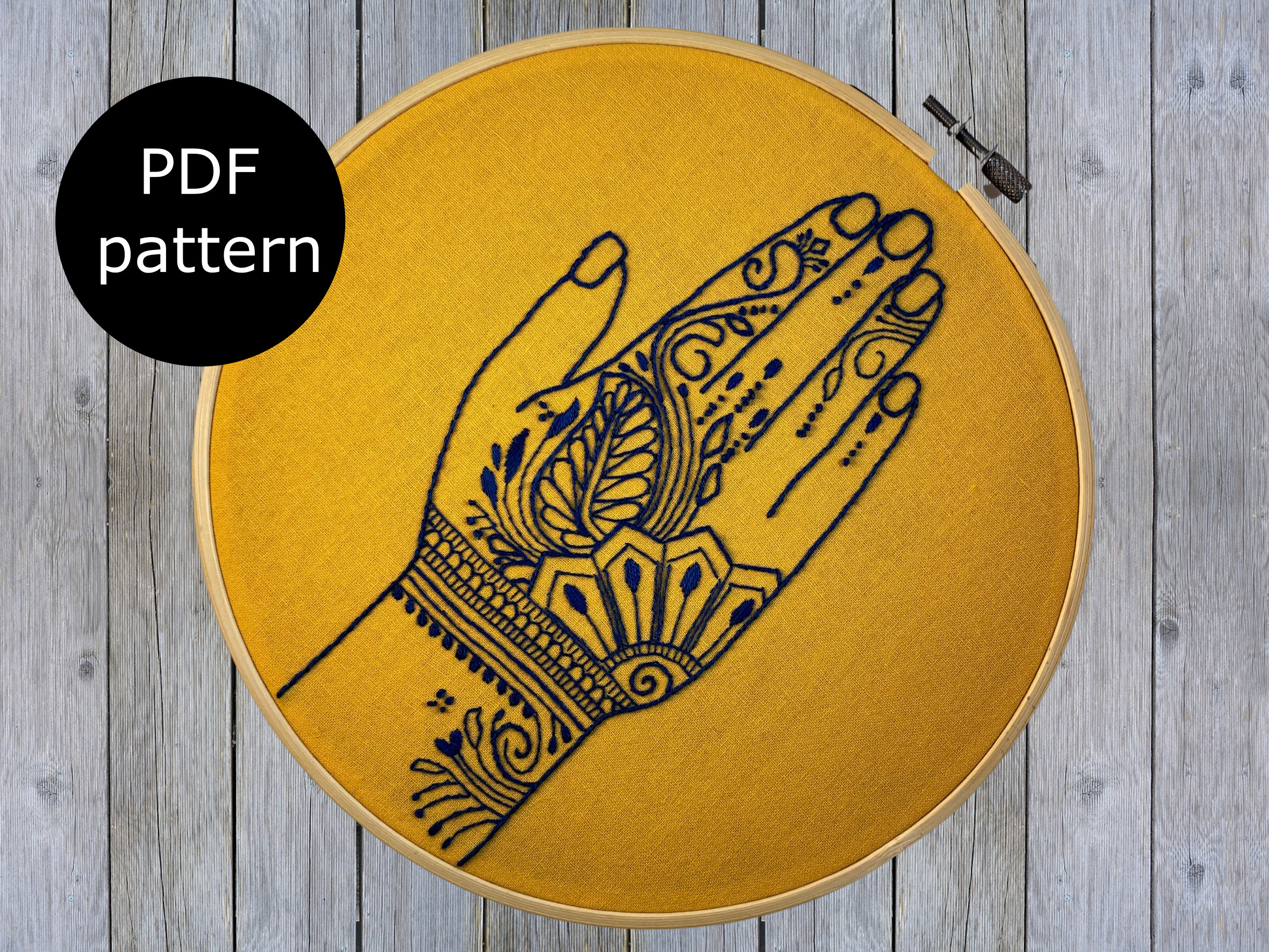 Henna Wave Design Embroidery Pattern, Digital PDF Pattern for Instant ...