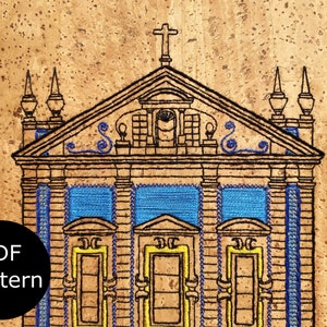 Historic Church in Portugal | Portuguese Tiled Church | digital PDF pattern for hand embroidery image 5