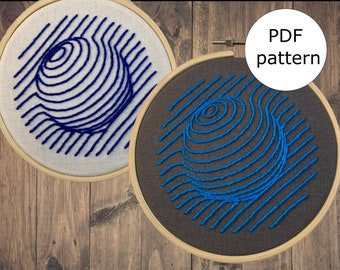 Optical illusion 3D ball embroidery pattern, digital PDF pattern for instant download