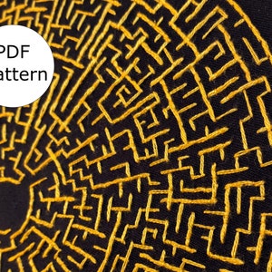 Labyrinth Maze Embroidery Pattern, Linework Puzzle, Digital PDF Pattern ...