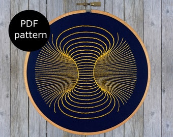 Optical illusion 3D funnel embroidery pattern, digital PDF pattern for instant download