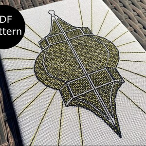 Glühende Laterne Blackwork Stickmuster | Marokkanische Metalllampe | Kreuzstichvorlage | Anfänger oder Fortgeschrittene