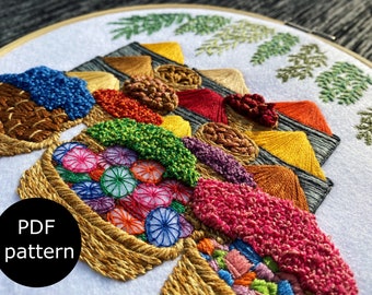 Spice Market, digital PDF pattern for hand embroidery, advanced/challenging pattern