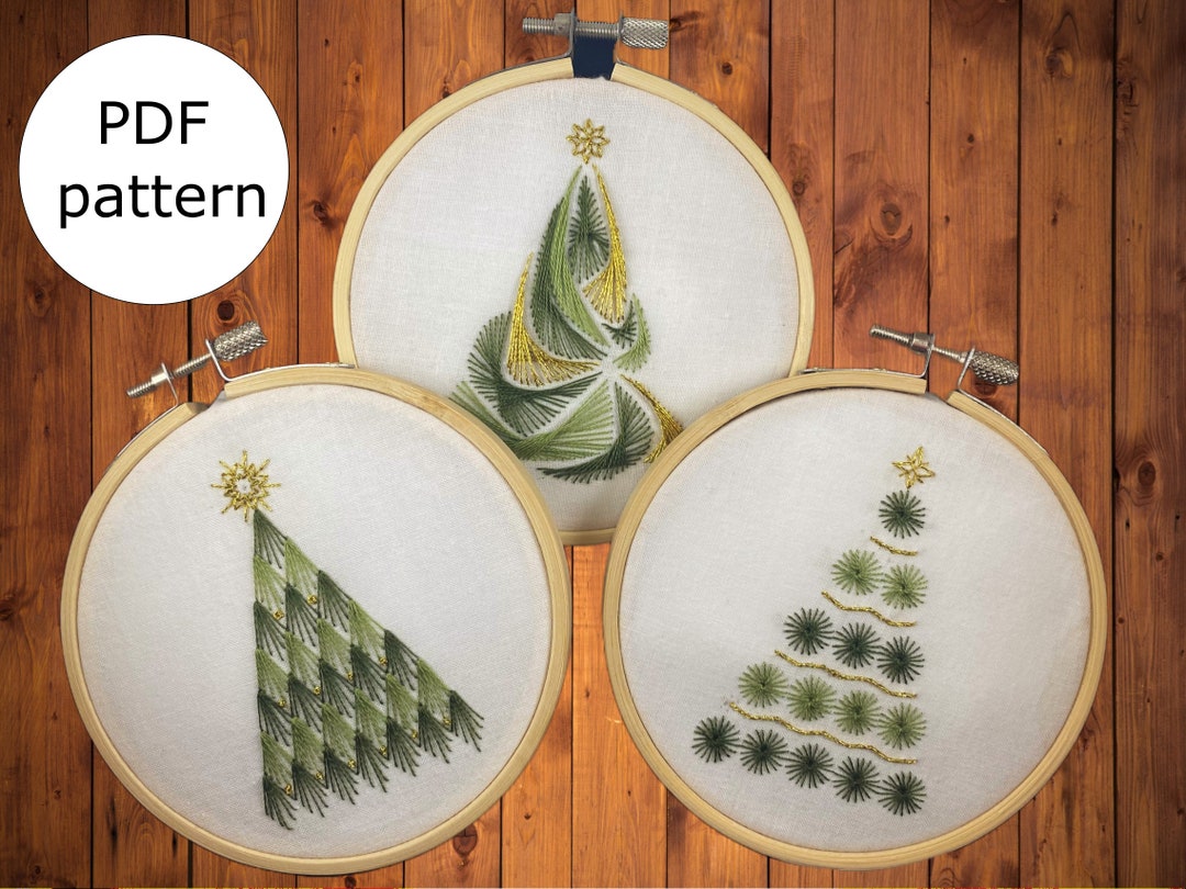 Trio of Christmas Trees, Digital PDF Pattern for Hand Embroider - Etsy