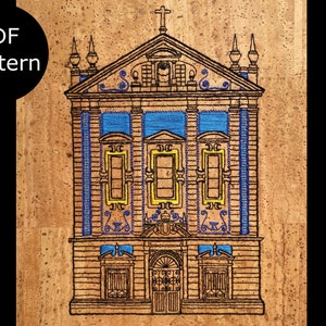 Historic Church in Portugal | Portuguese Tiled Church | digital PDF pattern for hand embroidery image 9