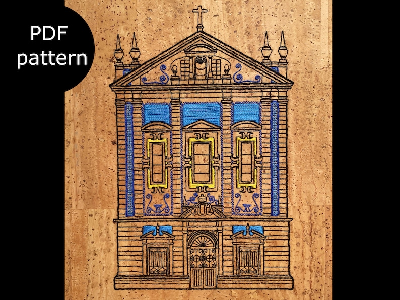 Historic Church in Portugal | Portuguese Tiled Church | digital PDF pattern for hand embroidery image 9