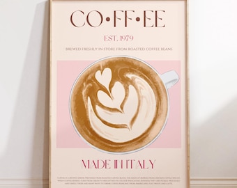 Coffee Print, PHYSICAL PRINT, Mid Century Modern, Exhibition Poster, Modern Kitchen Decor, Housewarming Gift, Gift For Coffee Lovers