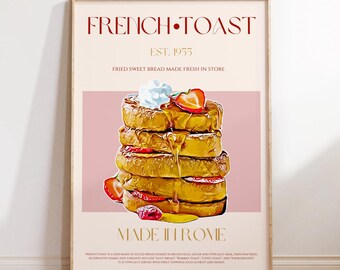 French Toast Print, PHYSICAL PRINT, Mid Century Modern, Exhibition Poster, Modern Kitchen Decor, Breakfast Wall Art, Kitchen Food Poster