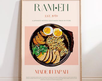 Ramen Print, PHYSICAL PRINT, Mid Century Modern, Exhibition Poster, Modern Kitchen Decor, Housewarming Gift, Japan Food Art, Japanese Poster