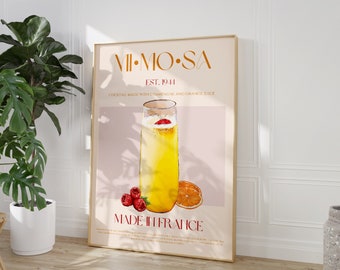 Mimosa Print, DIGITAL DOWNLOAD, Downloadable Print, Cocktail Wall Art, Bar Cart Print, Bar Poster, Mid Century Modern, Exhibition Poster