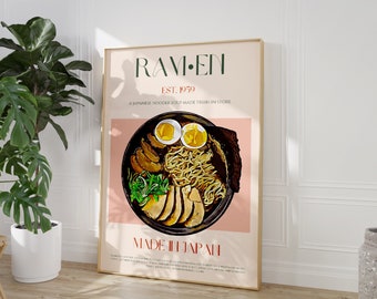 Ramen Poster, DIGITAL DOWNLOAD, Food Print, Japanese Art, Retro Wall Art, Large Downloadable Print, Exhibition Poster, Mid Century Modern