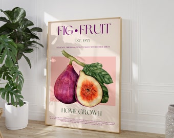 Fig Fruit Print, DIGITAL DOWNLOAD, Large Downloadable Print, Mid Century Modern, Exhibition Poster, Fruit Wall Art, Fruit Illustration