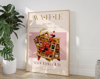 Waffle Print, DIGITAL DOWNLOAD, Food Art, Exhibition Poster, Large Printable Art, American Food Poster, Kitchen Art, Kitchen Decor, Wall Art