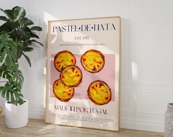 Pastel de Nata Print, Téléchargement numérique, Art imprimable, Mid Century Modern, Affiche d’exposition, Impression portugaise, Affiche Portugal, Art vintage