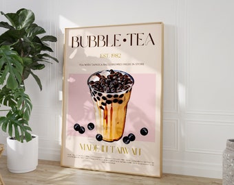 Bubble Tea Print, DIGITAL DOWNLOAD, Exhibition Poster, Large Printable Art, Retro Wall Print, Kitchen Art, Drink Poster, Pop Art, Wall Decor